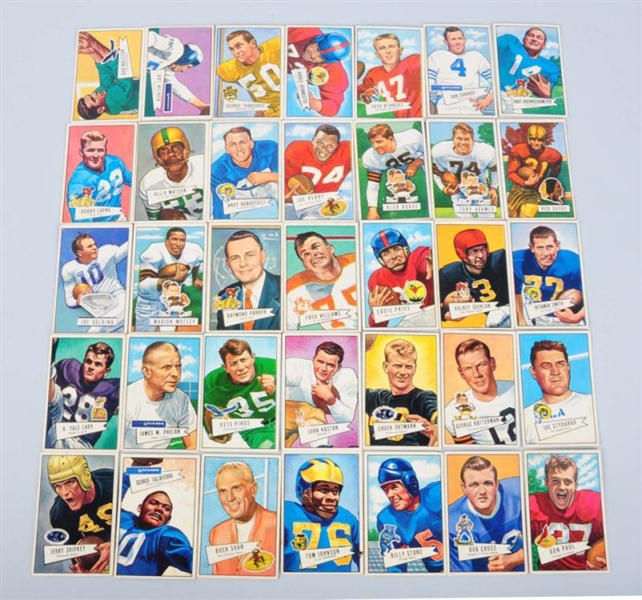 LOT OF 37: 1952 BOWMAN FOOTBALL CARDS.            