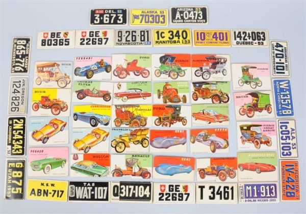 LOT OF 50+ TOPPS CAR & LICENSE PLATE CARDS.       