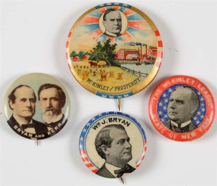 LOT OF 4: CELLULOID POLITICAL BUTTONS.            