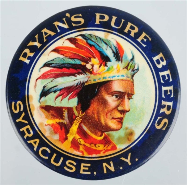 RYANS PURE BEERS CELLULOID POCKET MIRROR.        