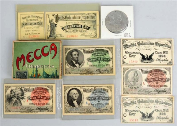 LOT OF 9: SMALL PAPER COLUMBIAN EXPOSITION ITEMS. 