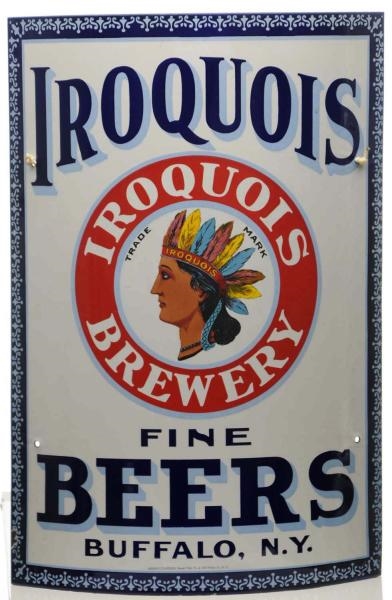 IROQUOIS BREWERY PORCELAIN CORNER SIGN.           