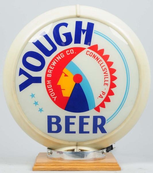 YOUGH BEER REVERSE GLASS GLOBE LIGHT-UP SIGN.     