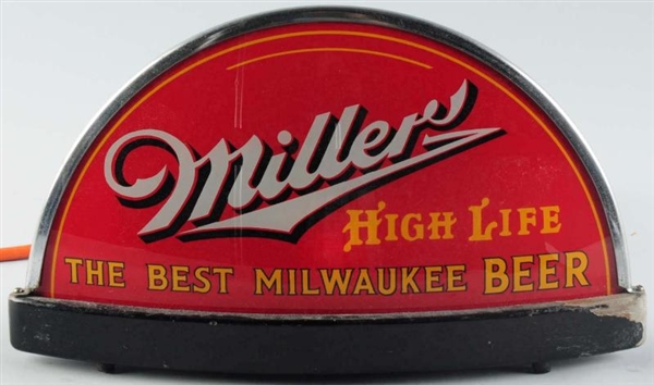 MILLER HIGH LIFE GLASS ROE CAB-STYLE SIGN.        