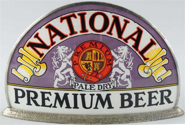 NATIONAL PREMIUM BEER REVERSE GLASS CAB SIGN.     