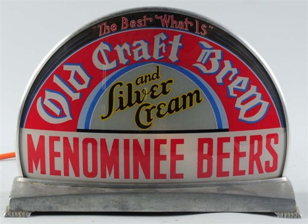 OLD CRAFT BREW MENOMINEE BEERS GILLCO SIGN.       