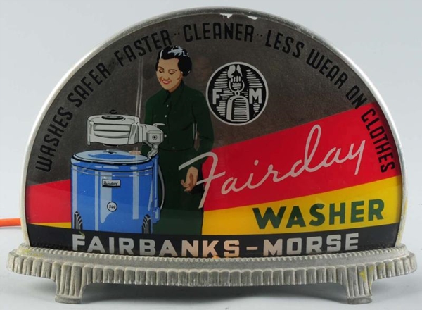 GLASS FAIRDAY WASHER GILLCO LIGHT-UP SIGN.        
