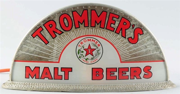 TROMMERS MATL BEERS REVERSE GLASS CAB SIGN.      