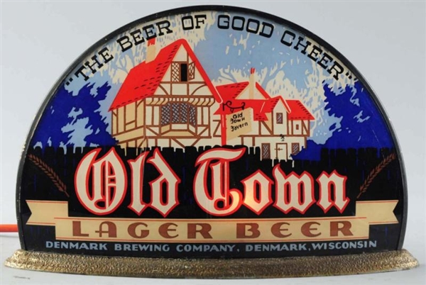 OLD TOWN LAGER BEER REVERSE GLASS GILLCO SIGN.    