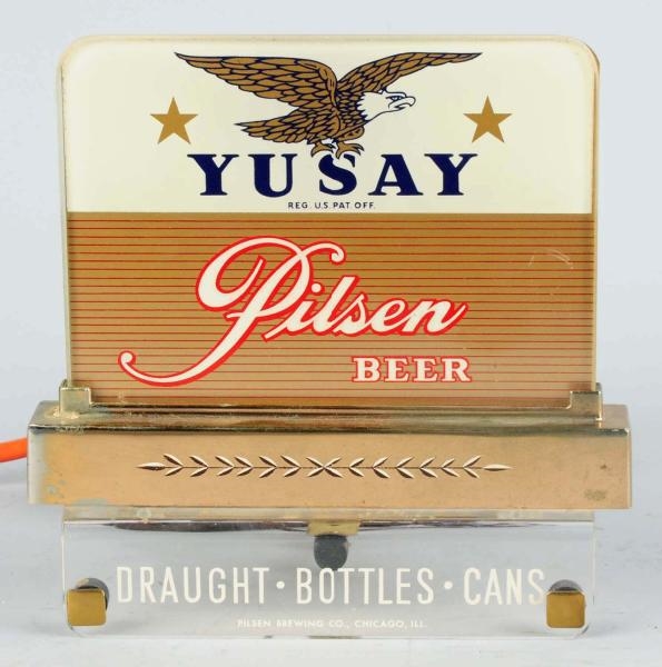 YUSAY BEER REVERSE GLASS CASH REGISTER SIGN.      