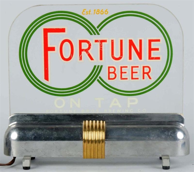 FORTUNE BEER REVERSE GLASS EMBOSSED LIGHT-UP SIGN 