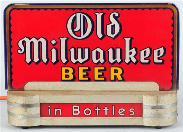 OLD MILWAUKEE BEER REVERSE GLASS LIGHT-UP SIGN.   