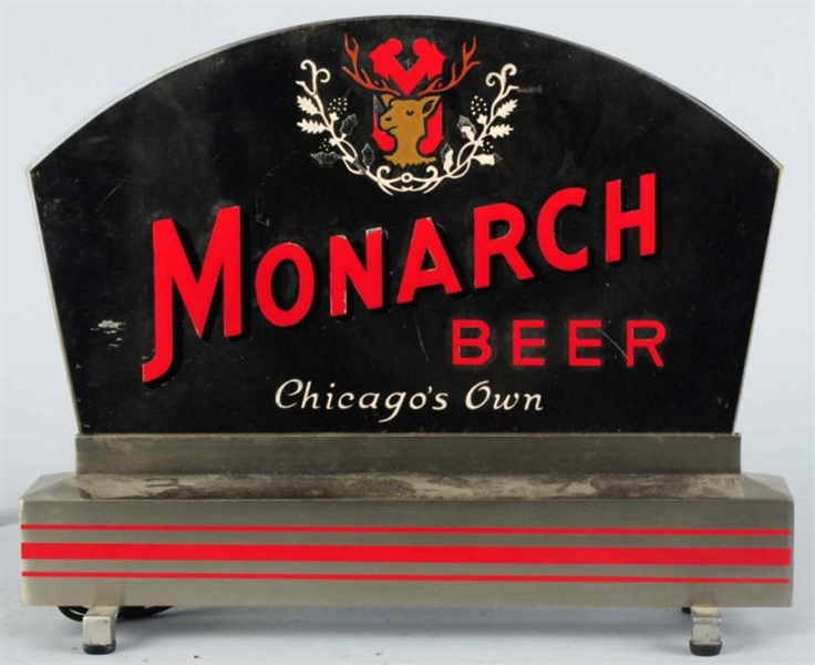 MONARCH BEER REVERSE GLASS EMBOSSED LIGHT-UP SIGN 