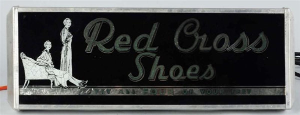 RED CROSS SHOES REVERSE GLASS LIGHT-UP NEON SIGN. 