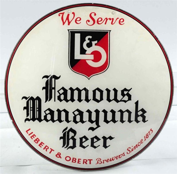FAMOUS MANAYUNK BEER REVERSE GLASS GLOBE LENS.    
