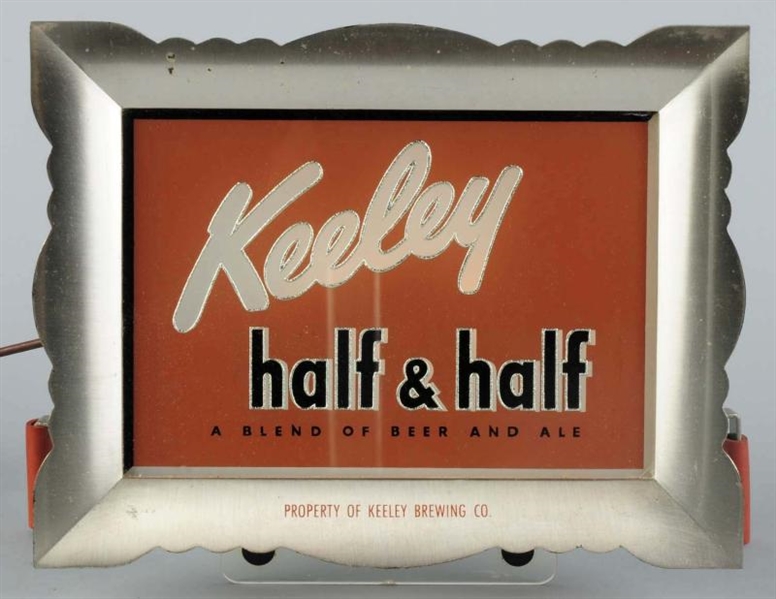 KEELEY HALF & HALF REVERSE GLASS LIGHT-UP SIGN.   