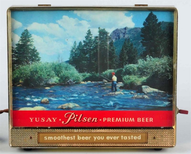 YUSAY BEER FISHING SCENE LIGHT-UP SIGN.           