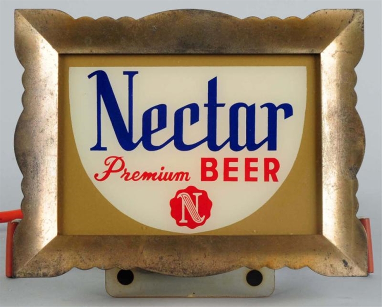 NECTAR BEER REVERSE GLASS LIGHT-UP SIGN.          