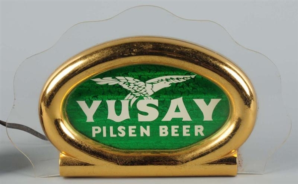YUSAY BEER PLASTIC LIGHT-UP SIGN.                 