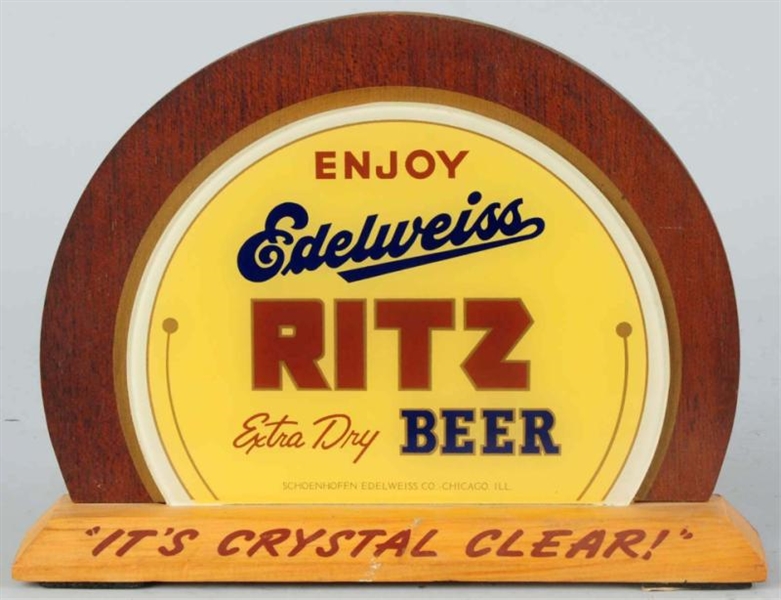 EDELWEISS RITZ BEER REVERSE GLASS SIGN.           