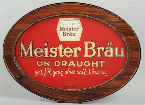 MEISTER BRAU ON DRAUGHT REVERSE GLASS SIGN.       
