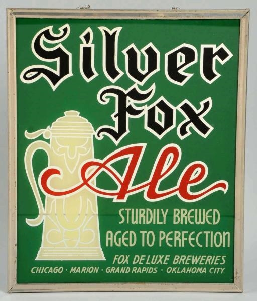 SILVER FOX ALE PAINTED REVERSE GLASS HANGING SIGN 