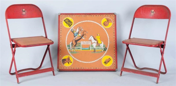 ROY ROGERS & DALE EVANS CARD TABLE WITH 2 CHAIRS. 