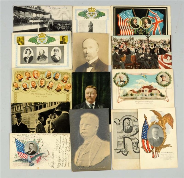 LOT OF 14: PRESIDENT THEODORE ROOSEVELT POSTCARDS 