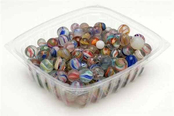 LOT OF 200+ ASSORTED MARBLES.                     
