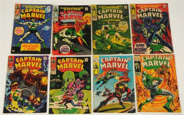 LOT OF 8: CAPTAIN MARVEL COMIC BOOKS.             