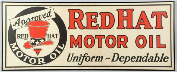 RED HAT MOTOR OIL CANVAS BANNER.                  