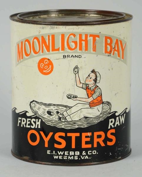 ONE-GALLON MOONLIGHT BAY OYSTERS TIN.             