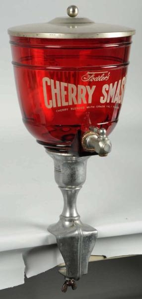 1930S CHERRY SMASH RUBY GLASS DISPENSER.          