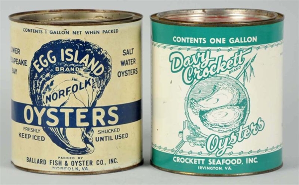 LOT OF 2: ONE-GALLON OYSTER TINS.                 
