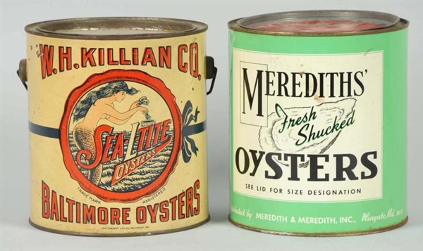 LOT OF 2: ONE-GALLON OYSTER TINS.                 