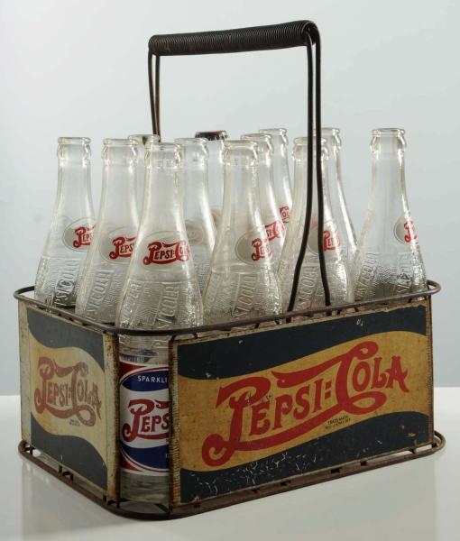 1940S PEPSI CARRIER WITH 16 ACL BOTTLES.          