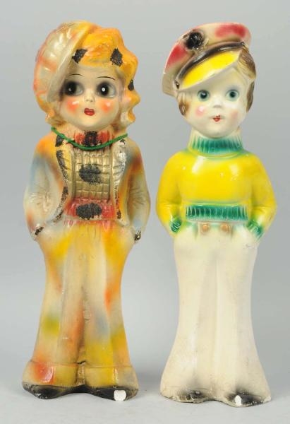 LOT OF 2: CARNIVAL CHALKWARE FIGURAL STATUES.     