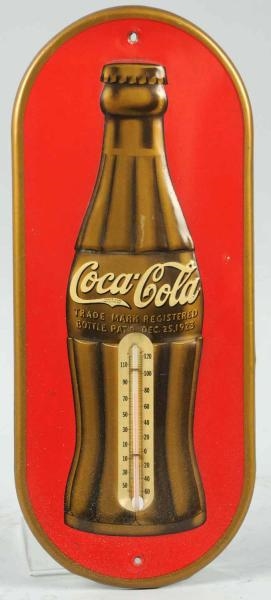 1938 COCA-COLA EMBOSSED TIN THERMOMETER.          