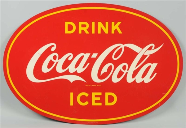 1940S CANADIAN COCA-COLA TIN OVAL SIGN.           