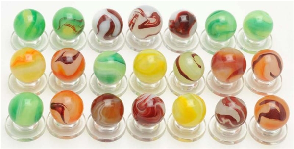 LOT OF 21: ASSORTED AKRO MARBLES.                 