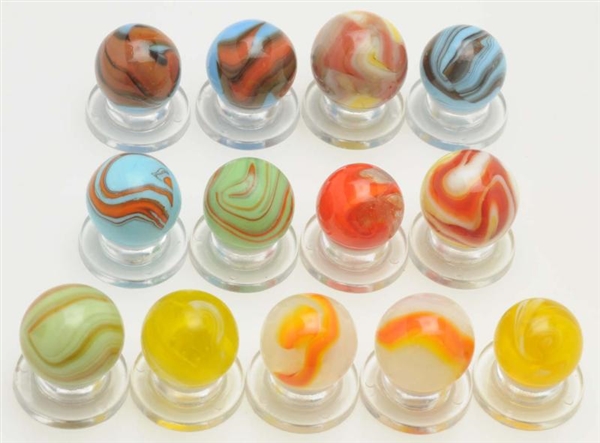 LOT OF 13: ASSORTED CHRISTENSEN AGATE MARBLES.    