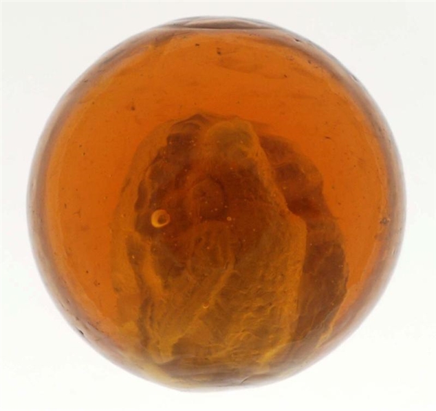 AMBER SULPHIDE GAME BIRD MARBLE.                  