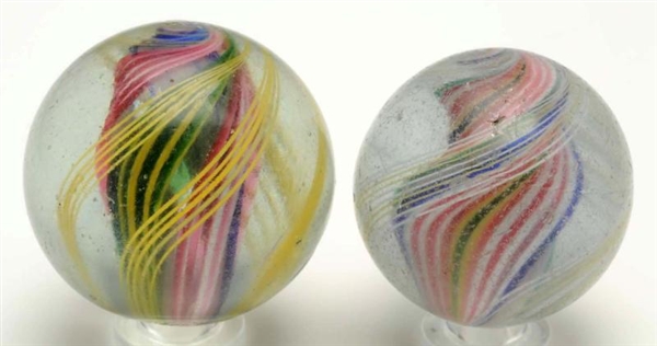 LOT OF 2: LARGE MULTICOLORED SWIRL MARBLES.       