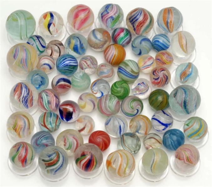 LOT OF APPROX. 58: ASSORTED HANDMADE MARBLES.     