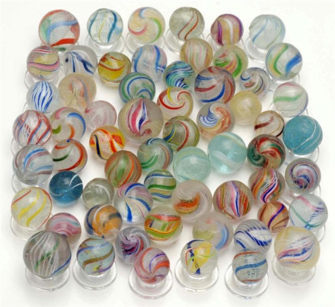 LOT OF APPROX. 62: HANDMADE MARBLES.              