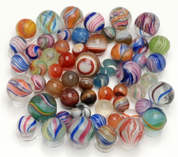 LOT OF APPROX. 57: HANDMADE MARBLES.              