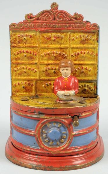CAST IRON CONFECTIONERY MECHANICAL BANK.          