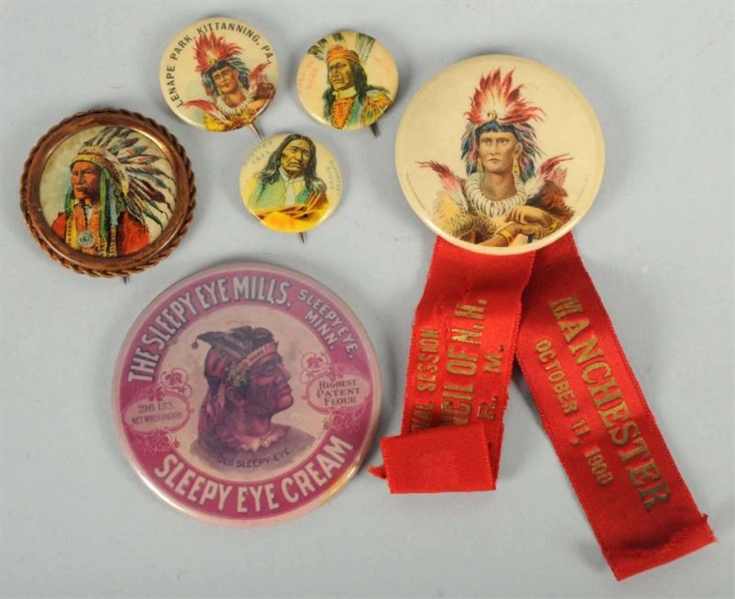 LOT OF 6: ASSORTED INDIAN-RELATED PINS.           