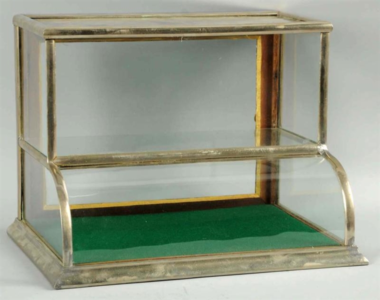 BEAUTIFUL MINIATURE CURVED-FRONT DISPLAY CASE.    