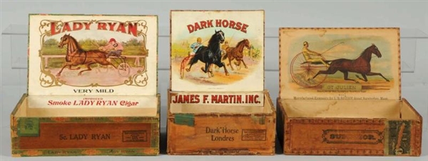 LOT OF 3: HARNESS RACING CIGAR BOXES.             